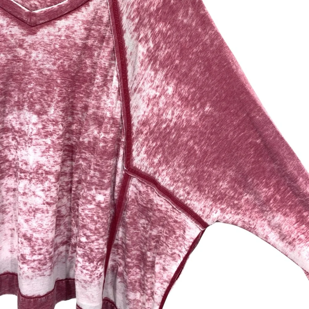 Freeloader Burgundy Burnout Oversized Long Sleeve Lightweight Top - Picture 5 of 7
